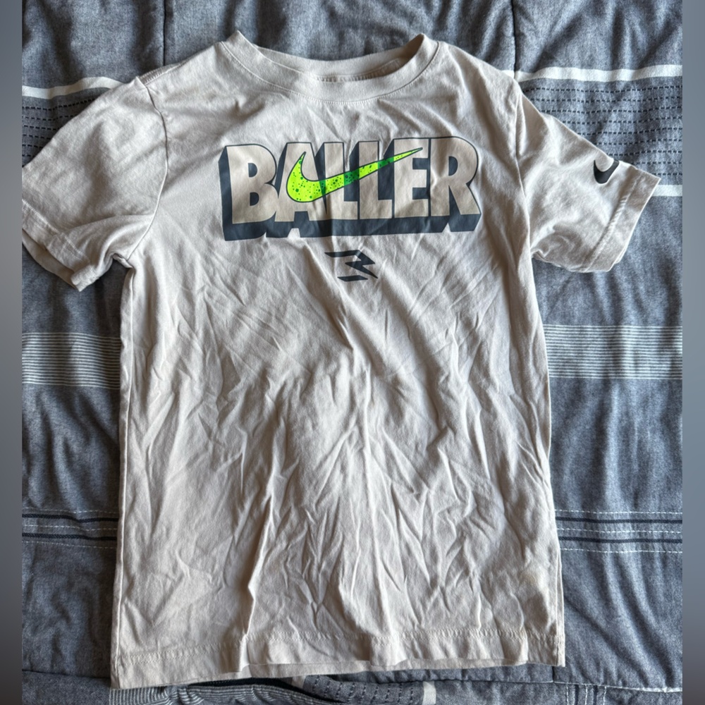 Nike youth White Baller Tee with Green Accents